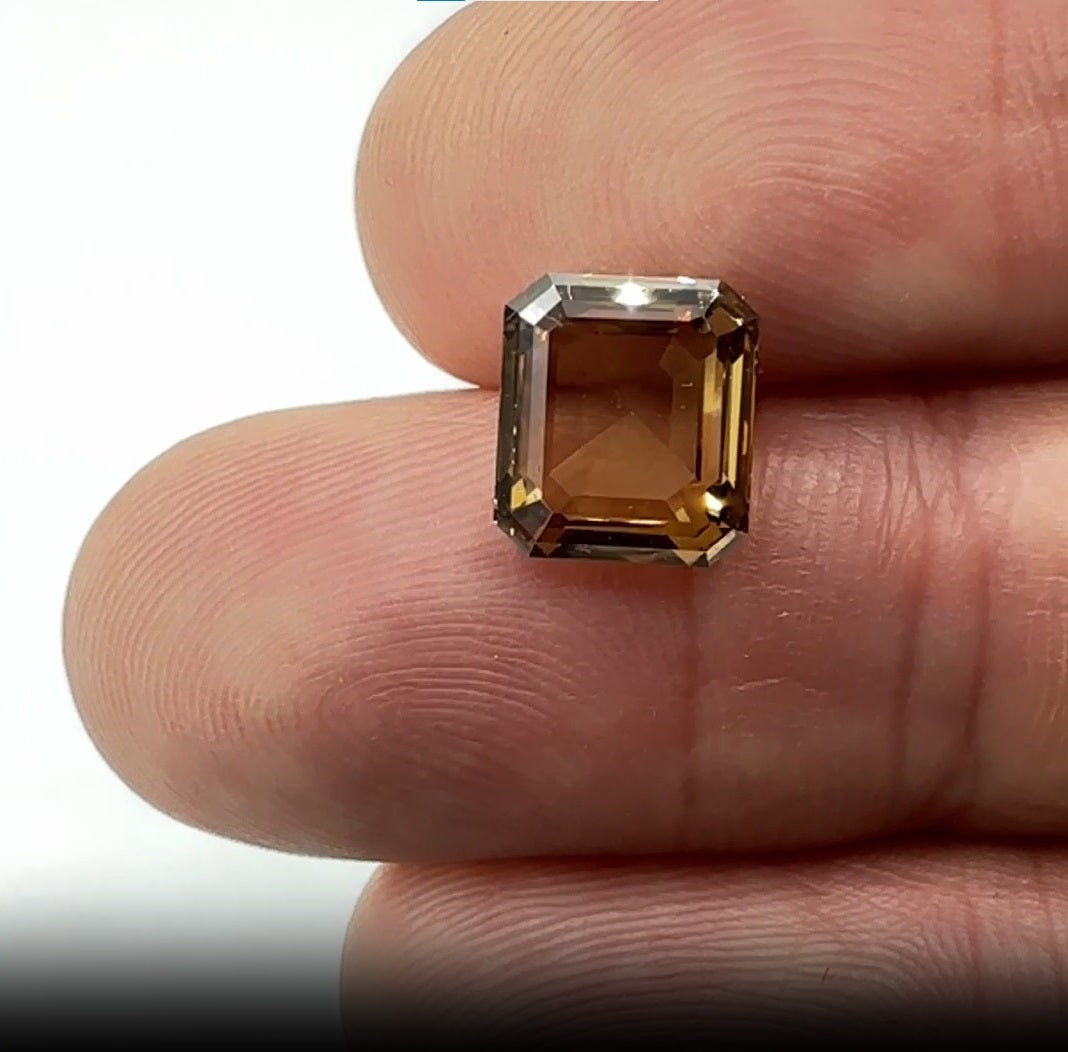 3.42ct | Cognac VS-SI Radiant Shape Rose Cut Diamond - Modern Rustic Diamond