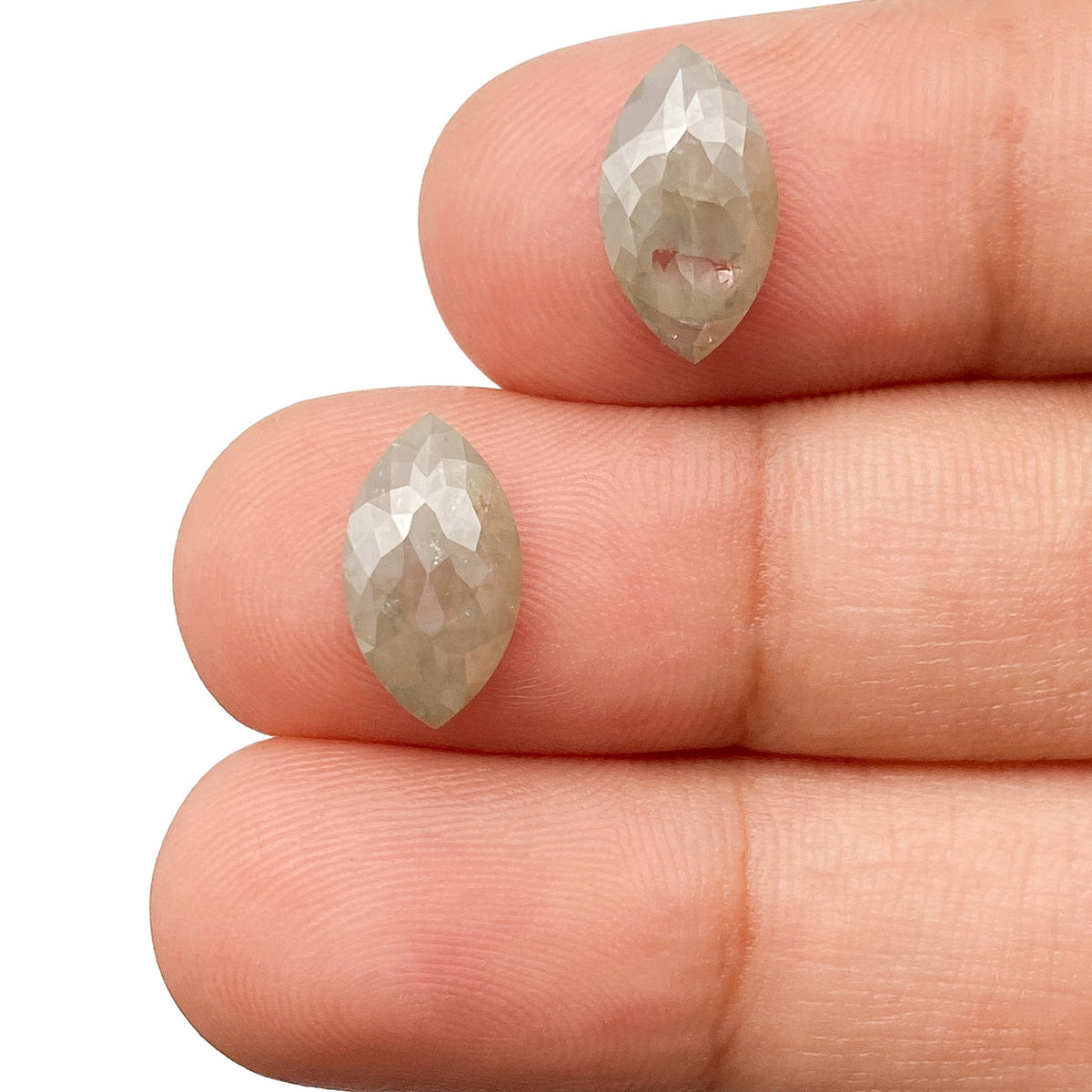 3.44cttw | Rustic  Marquise Shape Rose Cut Diamond Matched Pair - Modern Rustic Diamond