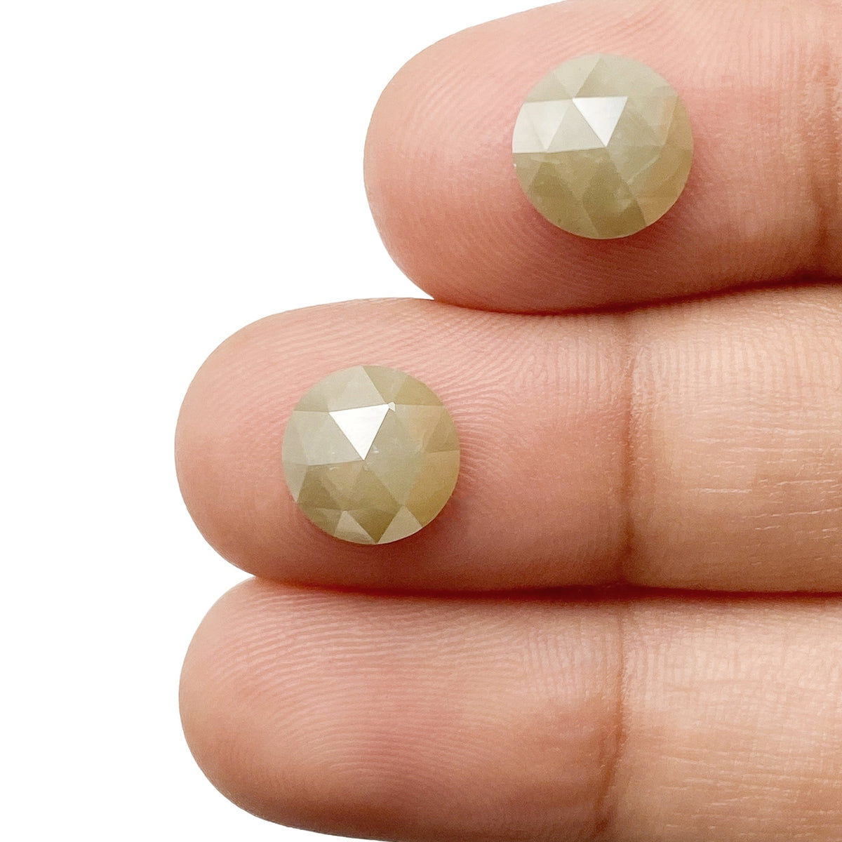 3.45cttw | Rustic  Round Shape Rose Cut Diamond Matched Pair - Modern Rustic Diamond