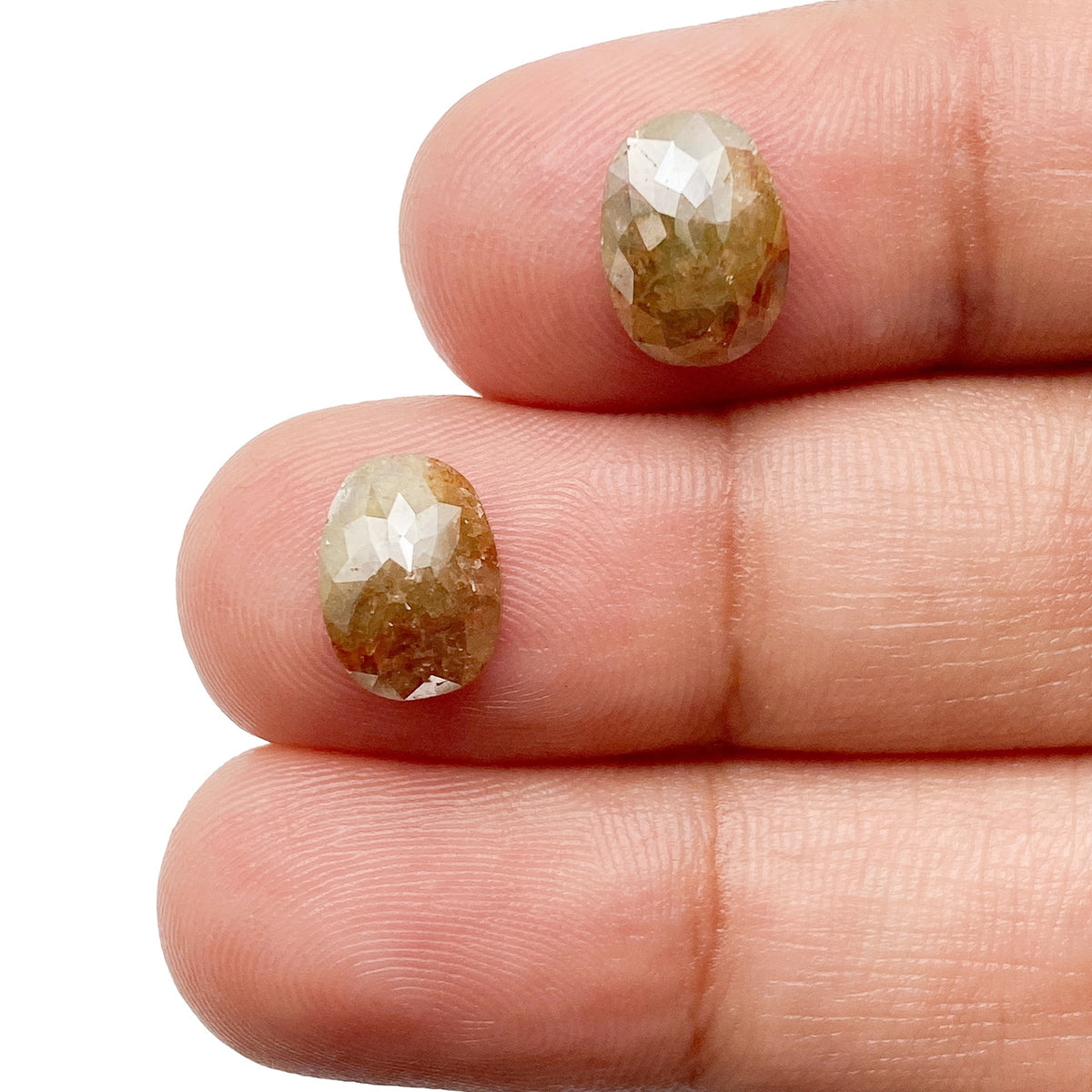 3.45cttw | Salt & Pepper Cushion Shape Rose Cut Diamond Matched Pair - Modern Rustic Diamond