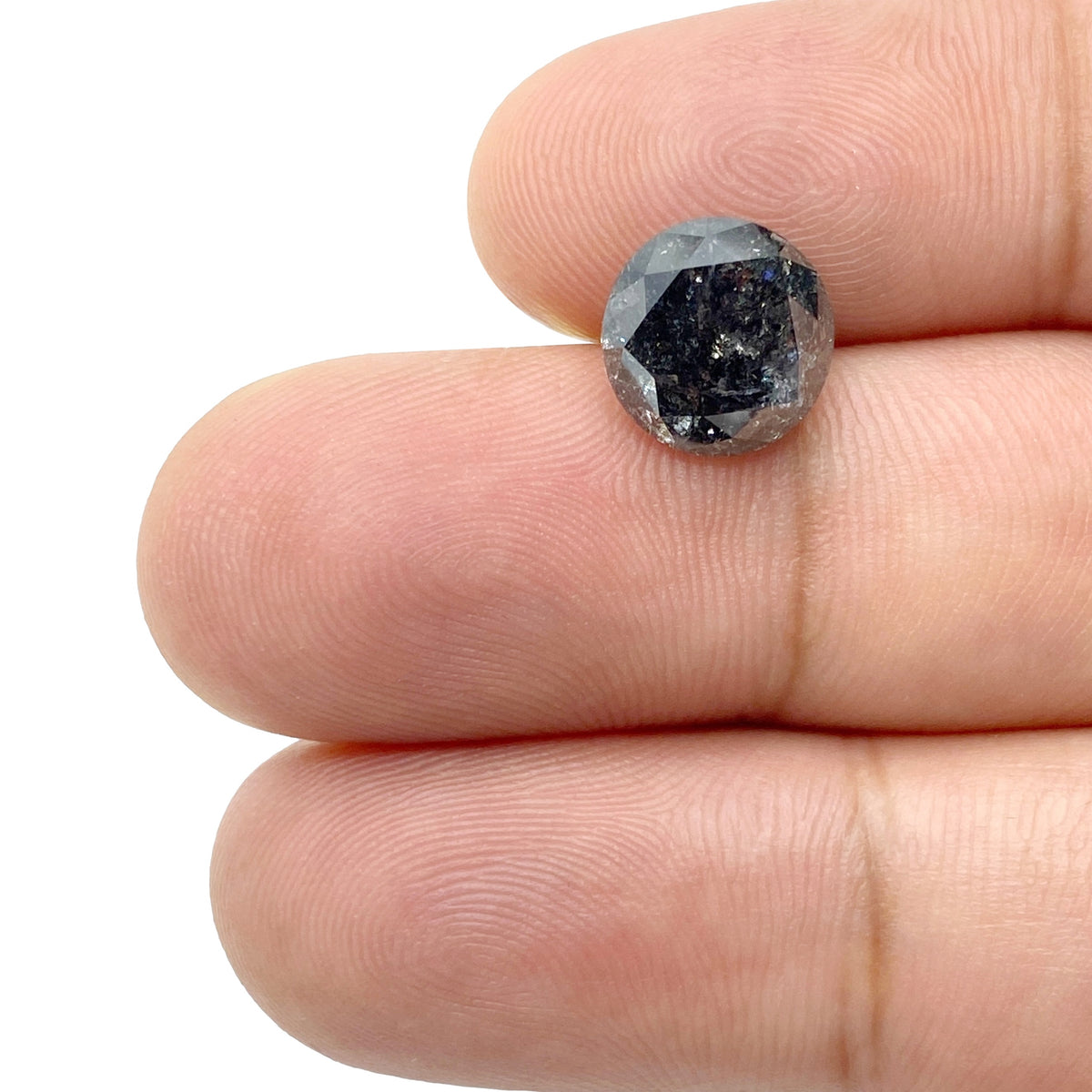 3.46ct | Salt & Pepper Round Shape Brilliant Cut Diamond - Modern Rustic Diamond