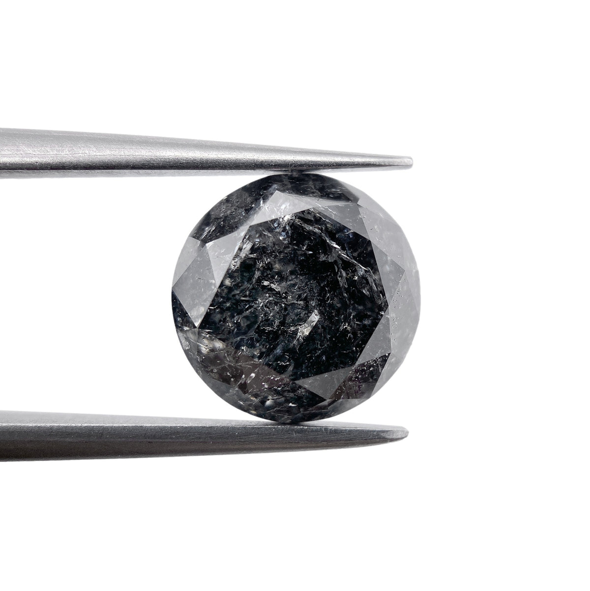 3.46ct | Salt & Pepper Round Shape Brilliant Cut Diamond - Modern Rustic Diamond