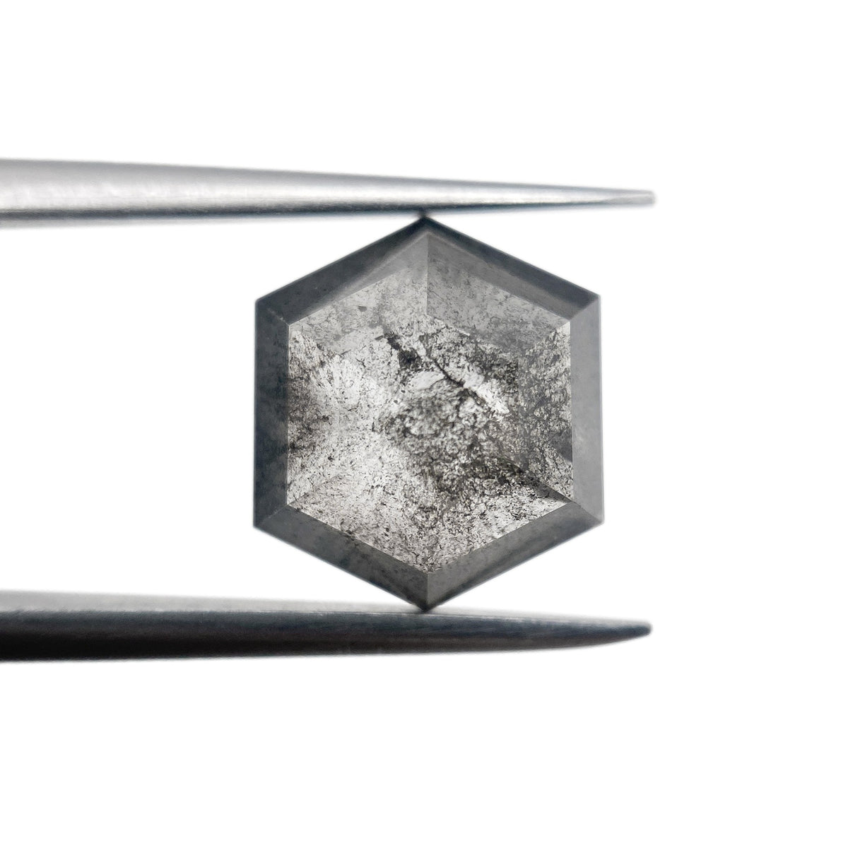 3.48ct | Salt & Pepper Hexagon Shape Rose Cut Diamond - Modern Rustic Diamond
