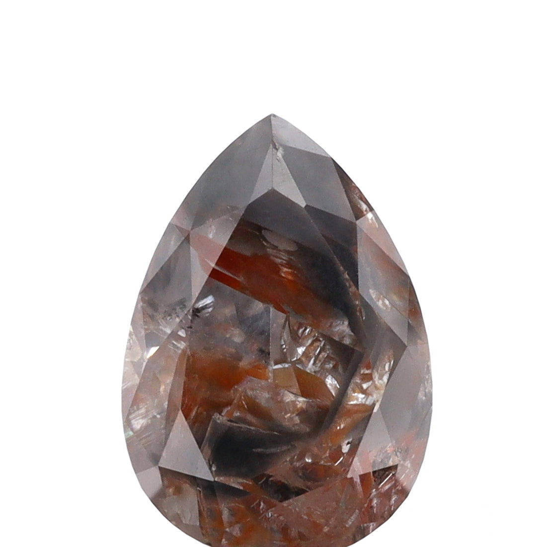 3.50ct | Rustic Grayish Red Pear Shape Brilliant Cut Diamond - Modern Rustic Diamond