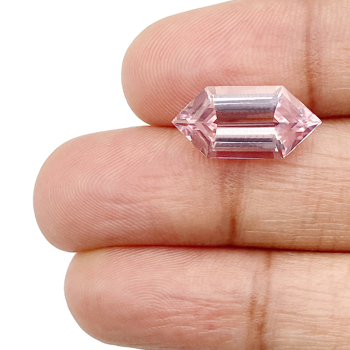 3.53ct |  Hexagon Shape Step Cut Morganite - Modern Rustic Diamond