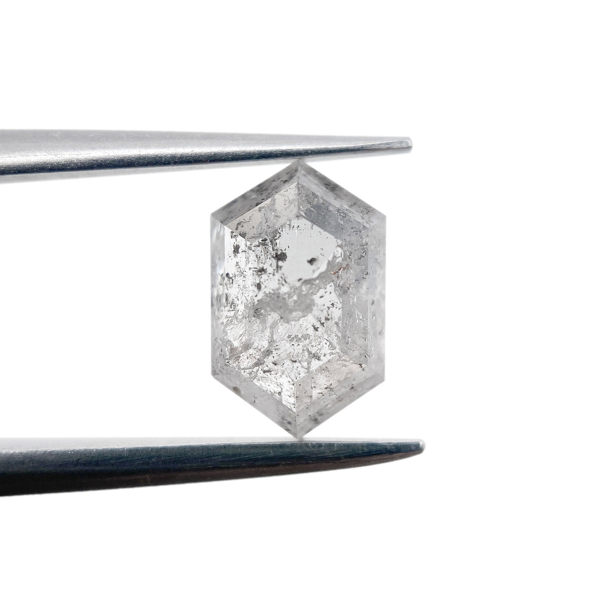 1.18ct | Salt & Pepper Hexagon Shape Rose Cut Diamond - Modern Rustic Diamond