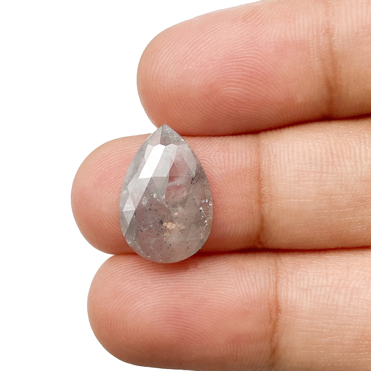 3.58ct | Salt & Pepper Pear Shape Rose Cut Diamond - Modern Rustic Diamond