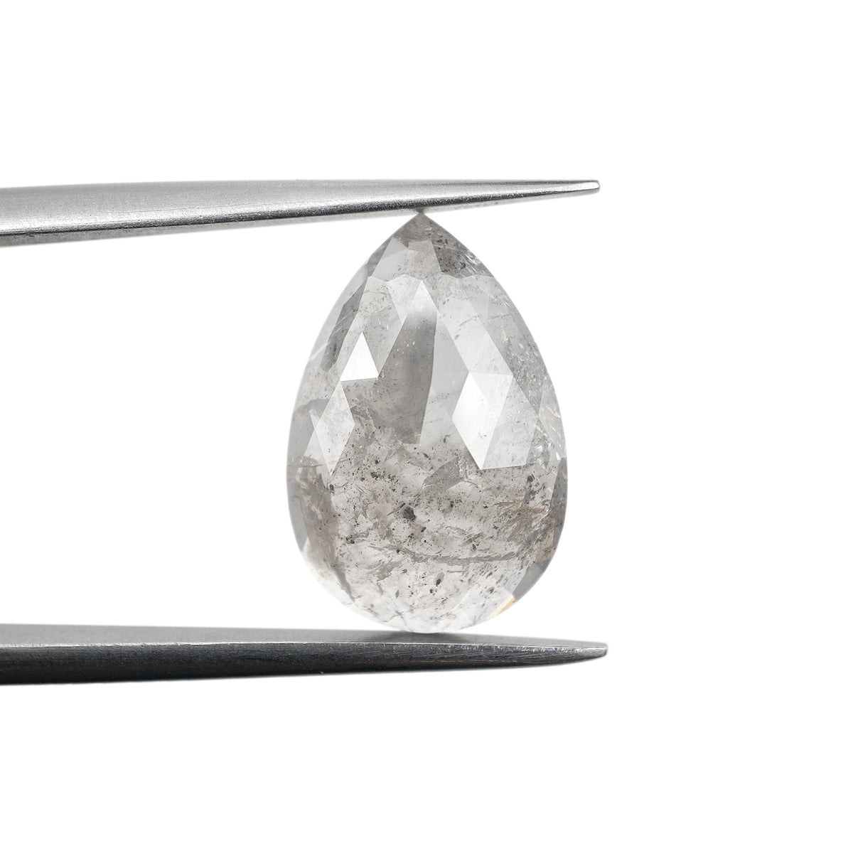 3.58ct | Salt & Pepper Pear Shape Rose Cut Diamond - Modern Rustic Diamond