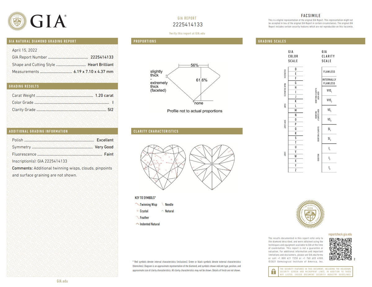 1.20ct | I/SI2 Heart Shape Brilliant Cut Diamond (GIA) - Modern Rustic Diamond