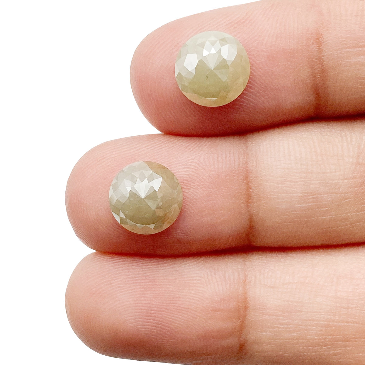 3.67cttw | Salt & Pepper Round Shape Rose Cut Diamond Matched Pair - Modern Rustic Diamond