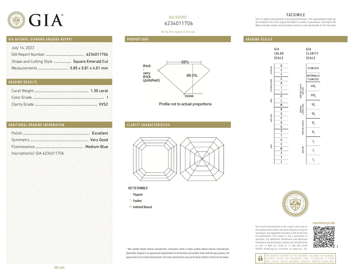 1.30ct | I/VVS2 Asscher Shape Step Cut Diamond (GIA) - Modern Rustic Diamond