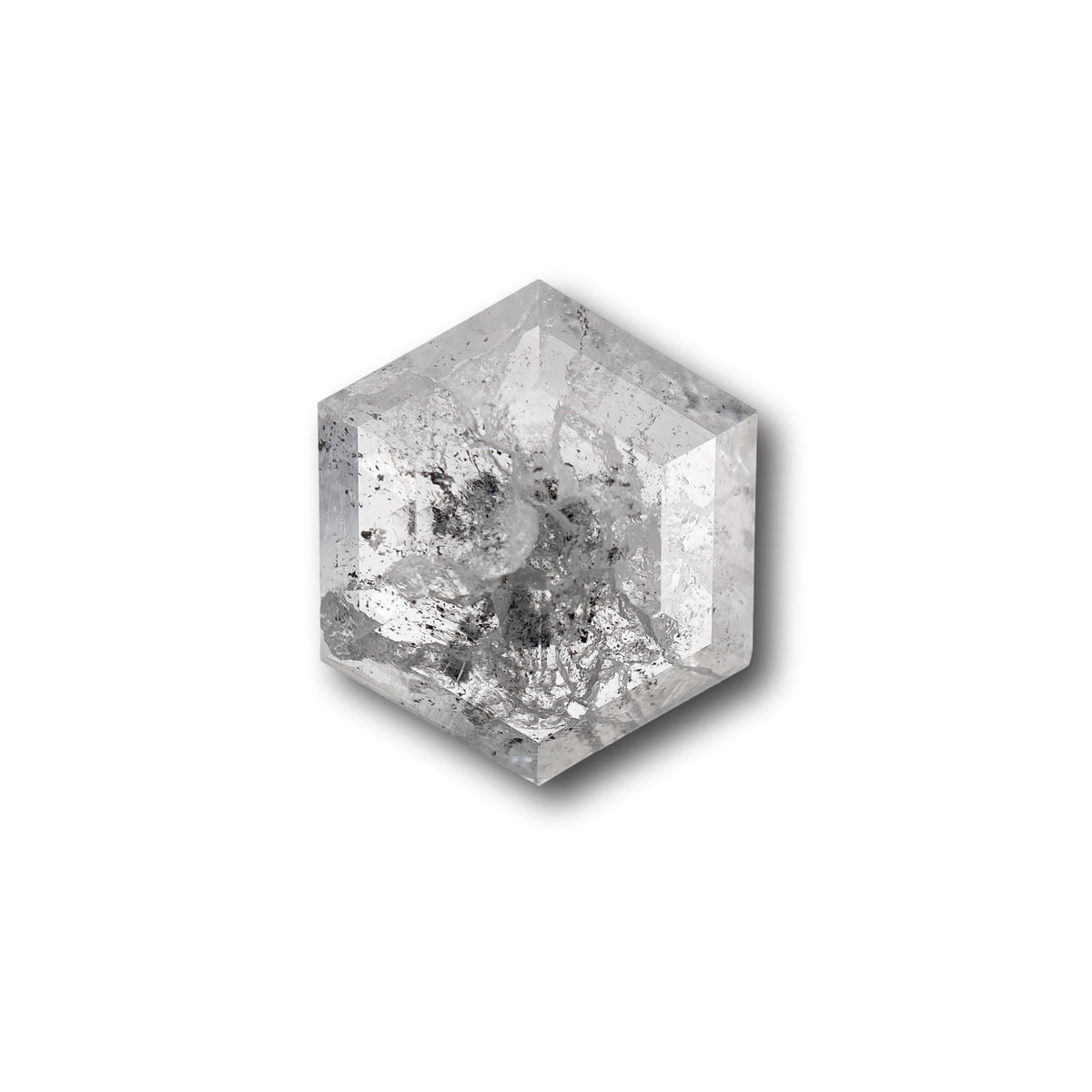 3.74ct | Salt & Pepper Hexagon Shape Rose Cut Diamond - Modern Rustic Diamond