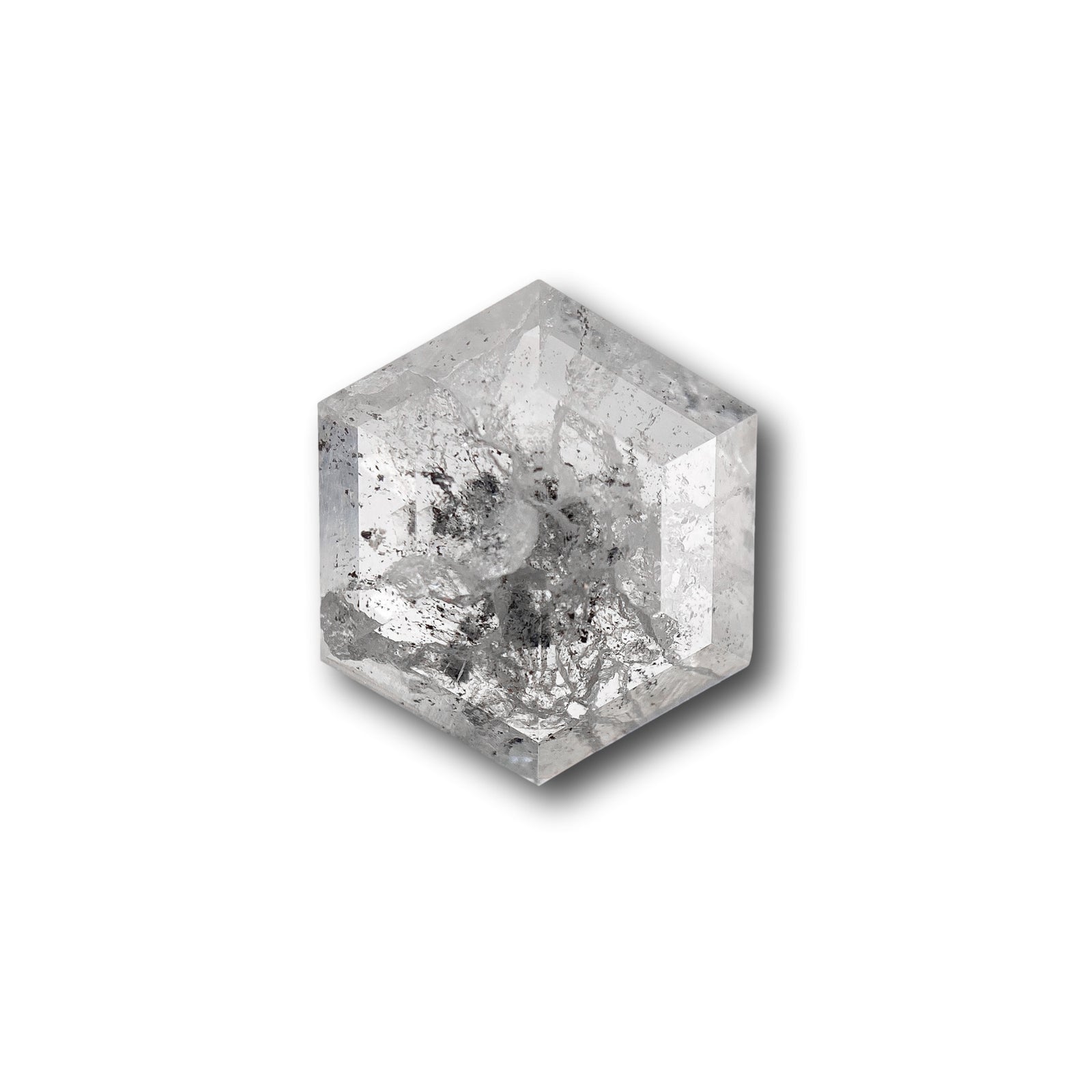 3.74ct | Salt & Pepper Hexagon Shape Rose Cut Diamond - Modern Rustic Diamond