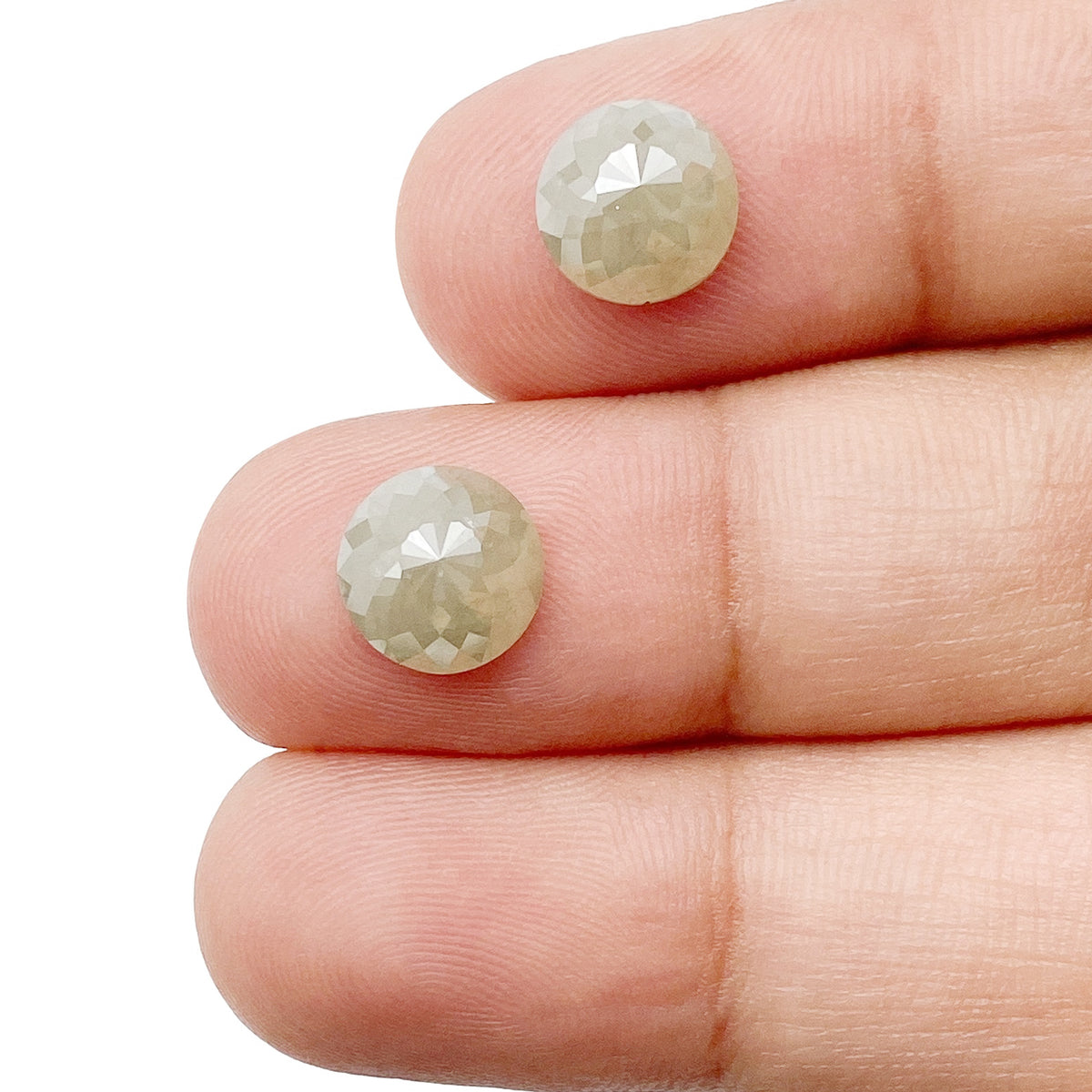 3.75cttw | Salt & Pepper Round Shape Rose Cut Diamond Matched Pair - Modern Rustic Diamond