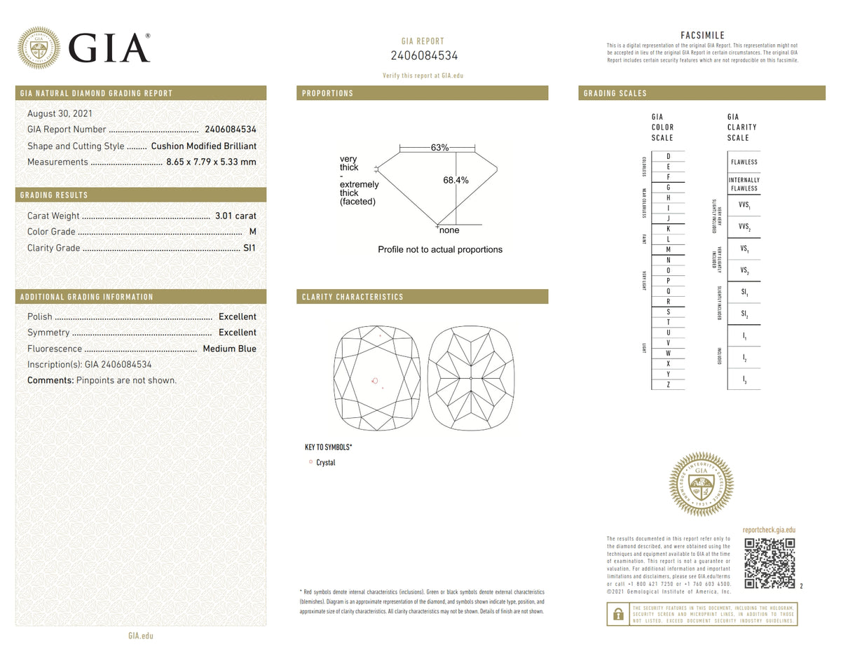 3.01ct | M/SI1 Cushion Shape Brilliant Cut Diamond (GIA) - Modern Rustic Diamond
