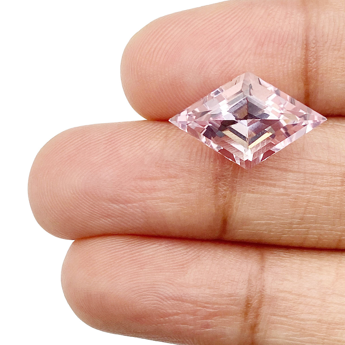 3.80ct |  Lozenge Shape Step Cut Morganite - Modern Rustic Diamond