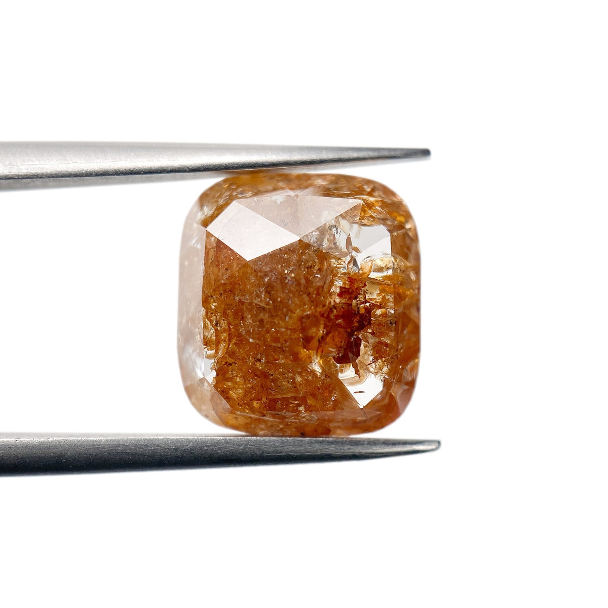 3.85ct | Salt & Pepper Cushion Shape Rose Cut Diamond - Modern Rustic Diamond