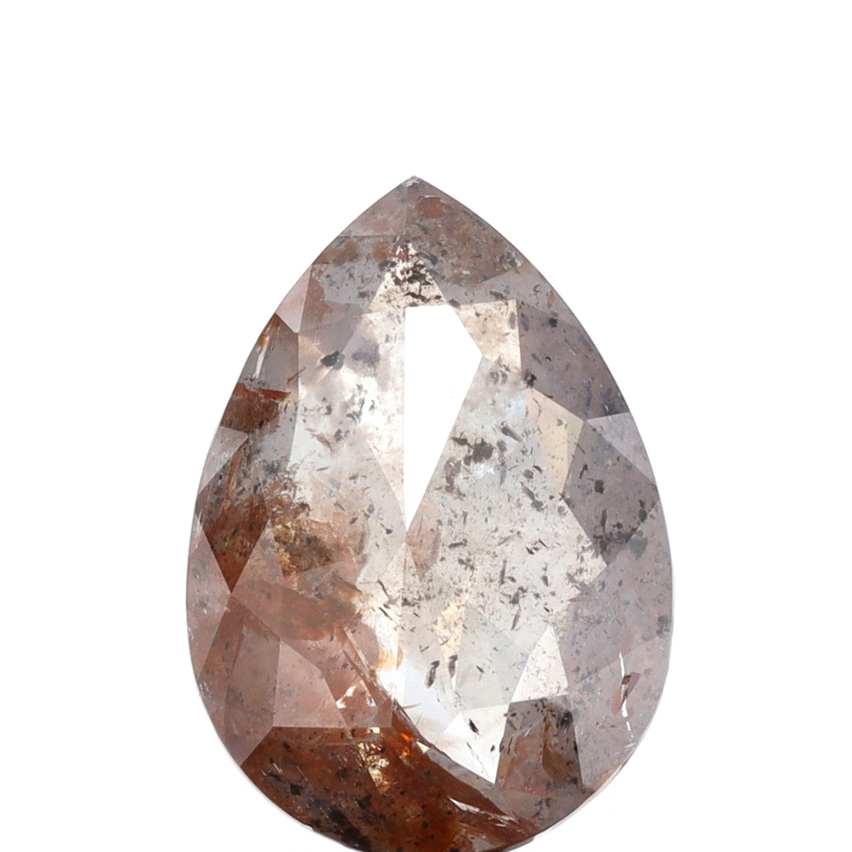 3.85ct | Rustic Grayish Brown Pear Shape Rose Cut Diamond - Modern Rustic Diamond