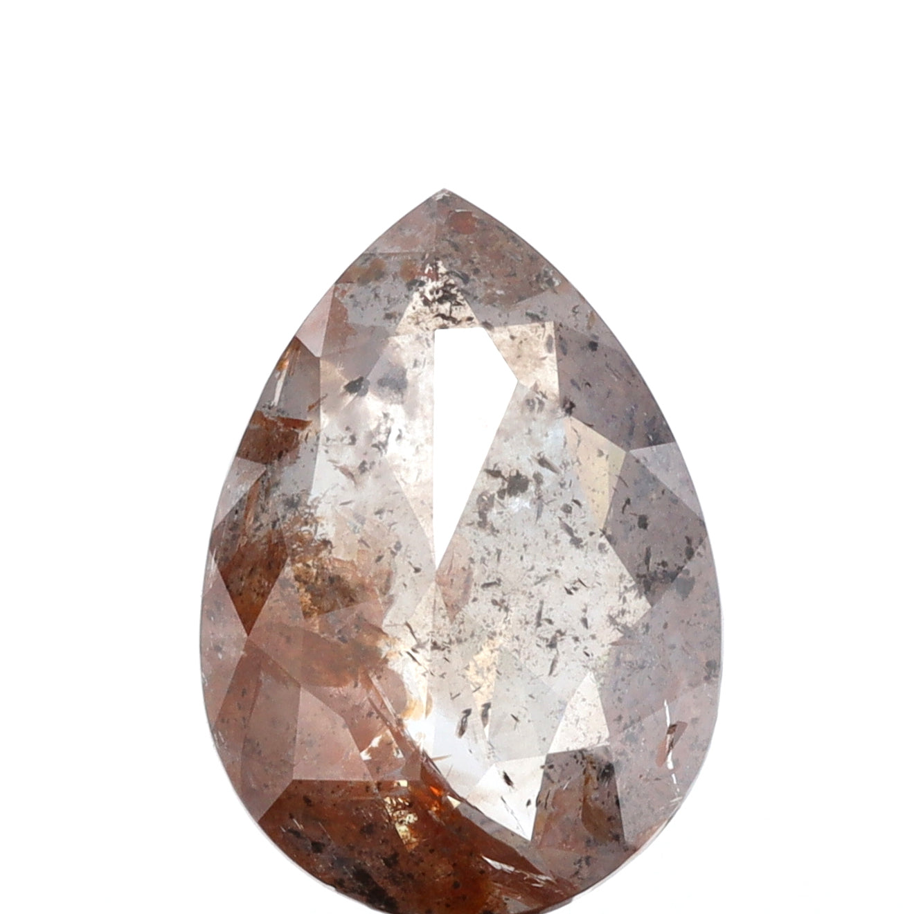 3.85ct | Rustic Grayish Brown Pear Shape Rose Cut Diamond - Modern Rustic Diamond