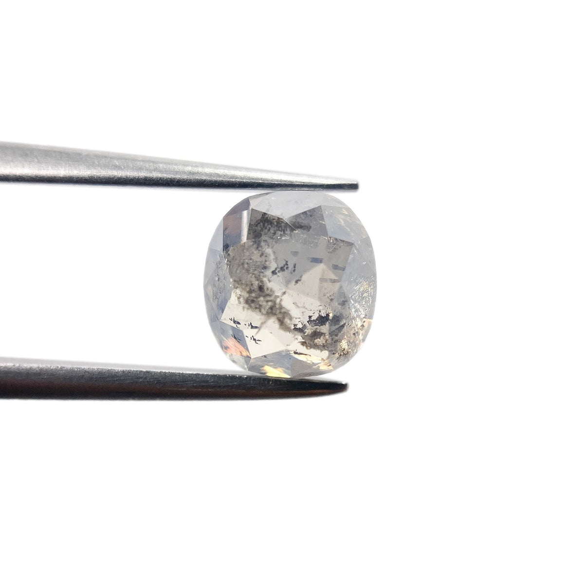 1.98ct | Salt & Pepper Cushion Shape Rose Cut Diamond - Modern Rustic Diamond