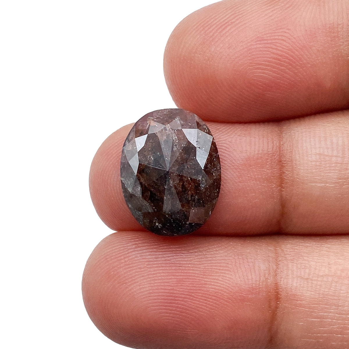 3.96ct | Salt & Pepper Oval Shape Rose Cut Diamond - Modern Rustic Diamond