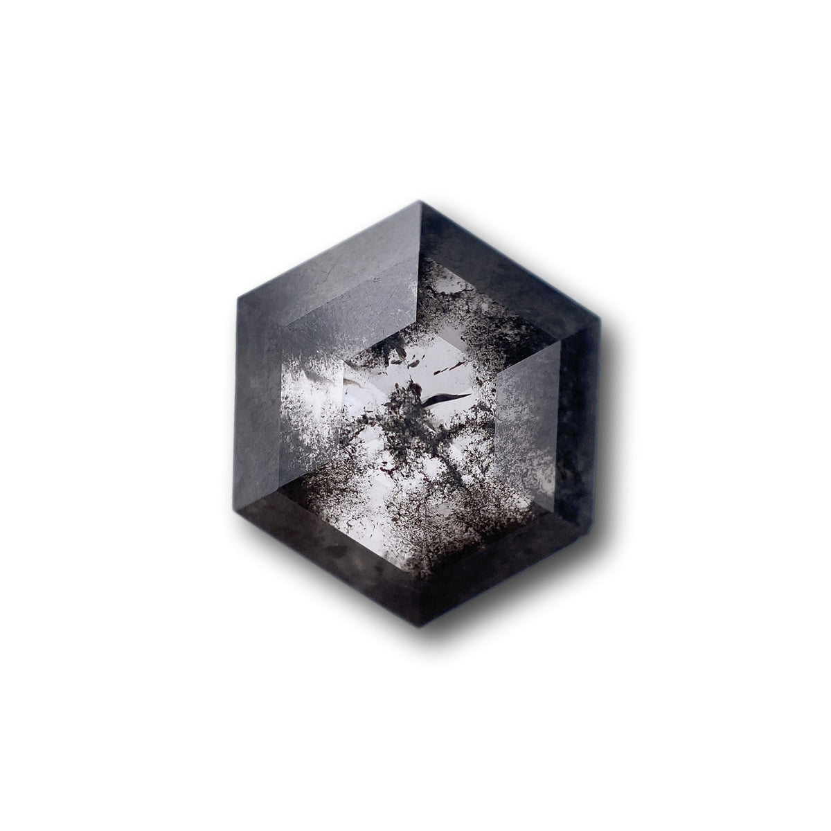 3.98ct | Salt & Pepper Hexagon Shape Rose Cut Diamond - Modern Rustic Diamond