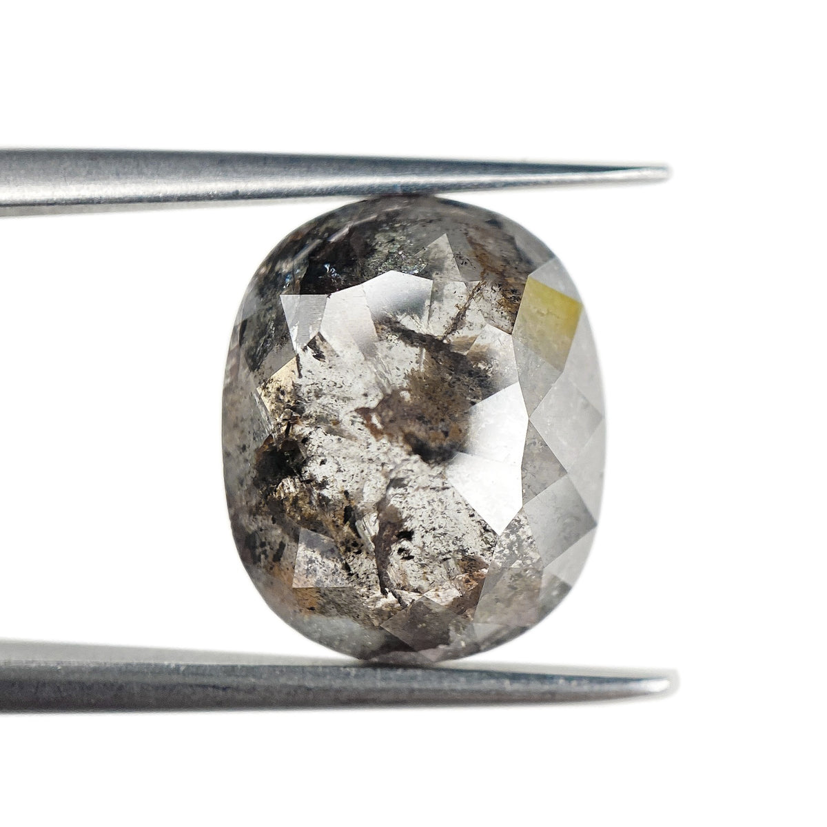 4.70ct | Salt & Pepper Cushion Shape Rose Cut Diamond - Modern Rustic Diamond
