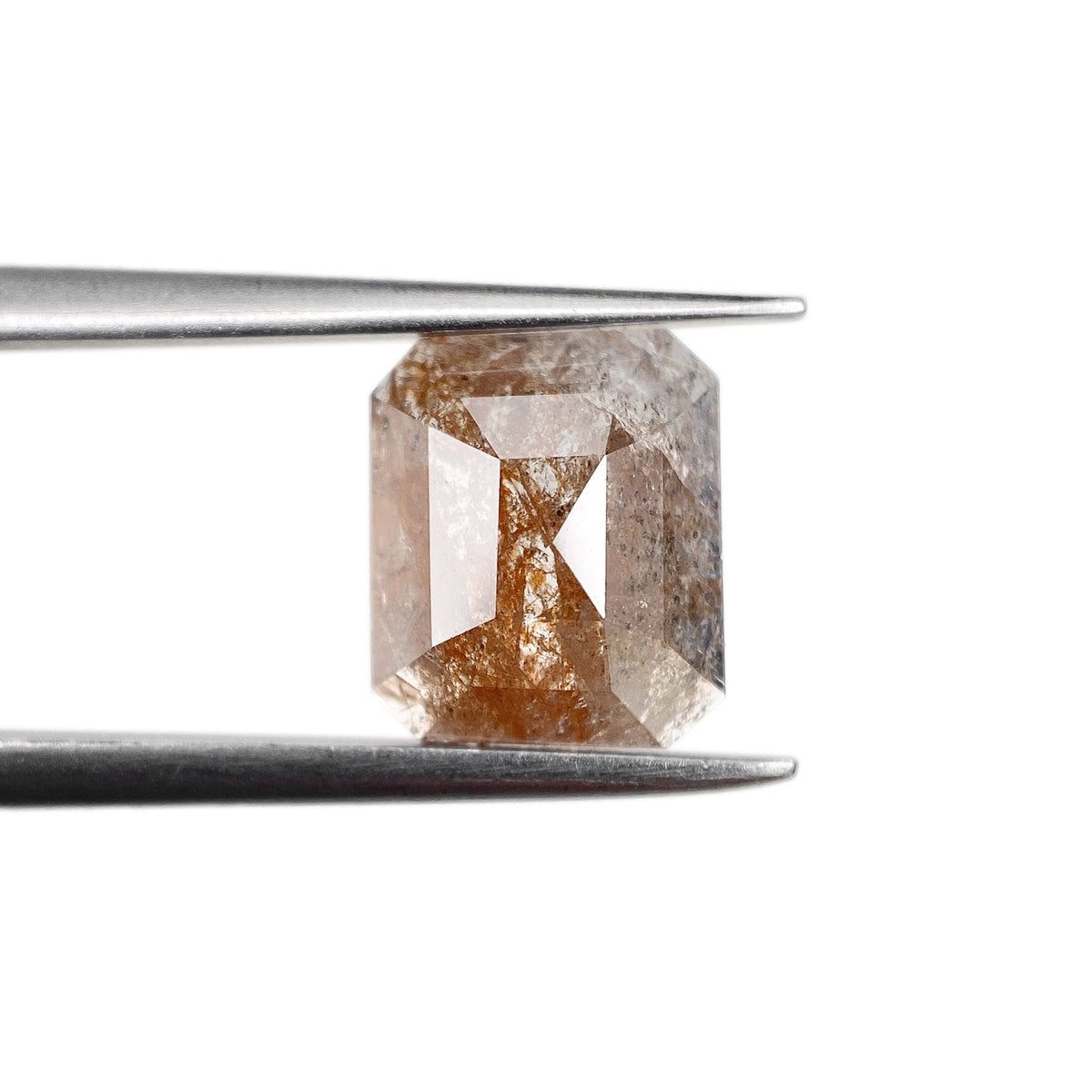 1.82ct | Salt & Pepper Emerald Shape Rose Cut Diamond - Modern Rustic Diamond