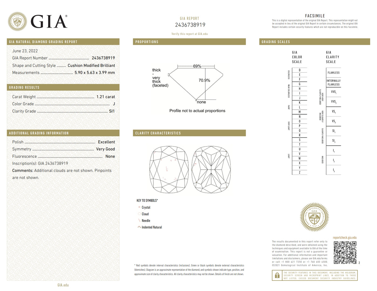 1.21ct | J/SI1 Cushion Shape Brilliant Cut Diamond (GIA) - Modern Rustic Diamond