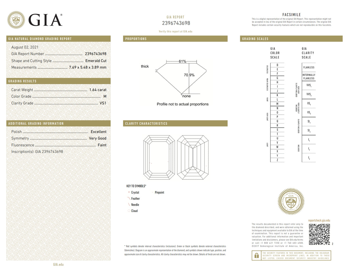1.64ct | M/VS1 Emerald Shape Brilliant Cut Diamond (GIA) - Modern Rustic Diamond