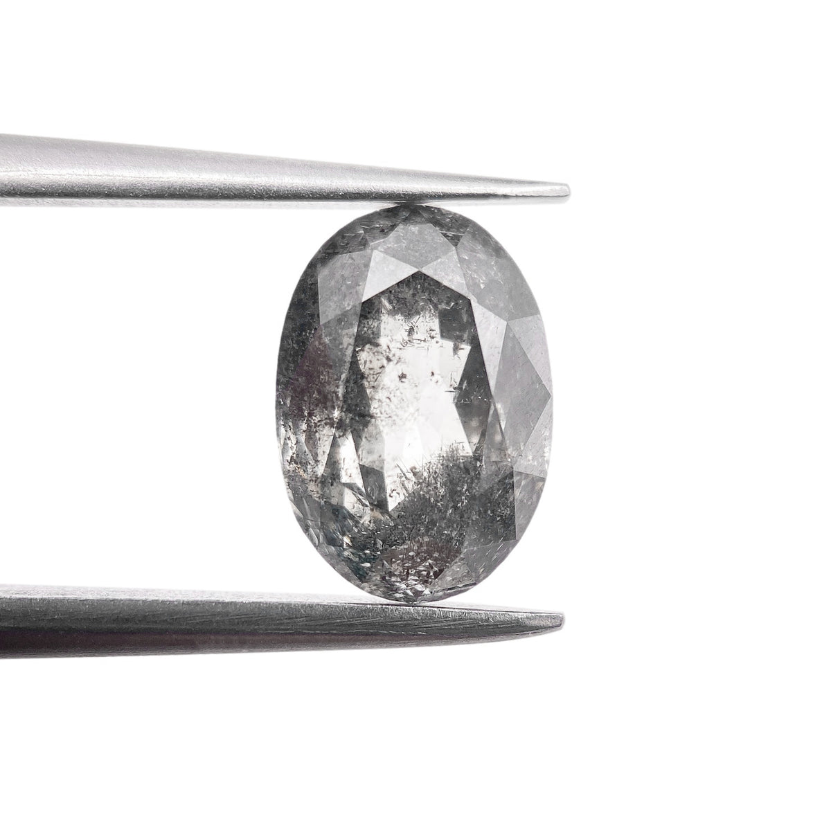 1.91ct | Salt & Pepper Oval Shape Rose Cut Diamond - Modern Rustic Diamond