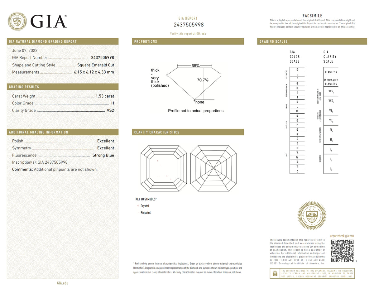 1.53ct | H/VS2 Asscher Shape Step Cut Diamond (GIA) - Modern Rustic Diamond