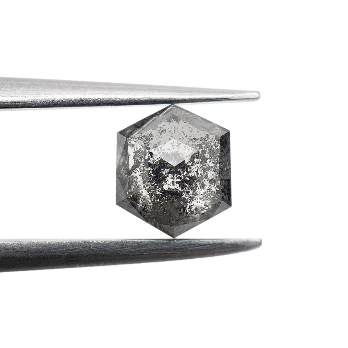 0.91ct | Salt & Pepper Hexagon Shape Rose Cut Diamond - Modern Rustic Diamond