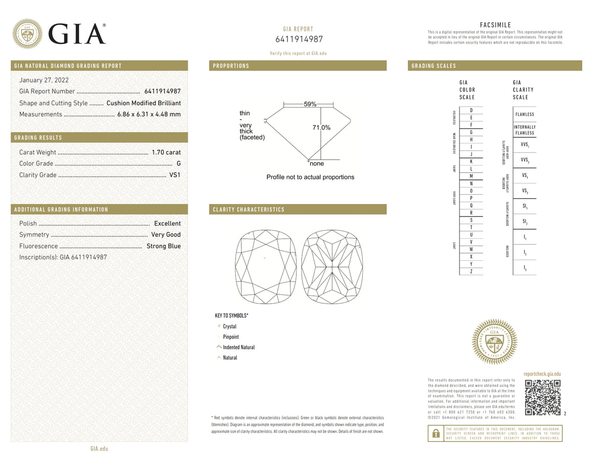 1.70ct | G/VS1 Cushion Shape Brilliant Cut Diamond (GIA) - Modern Rustic Diamond