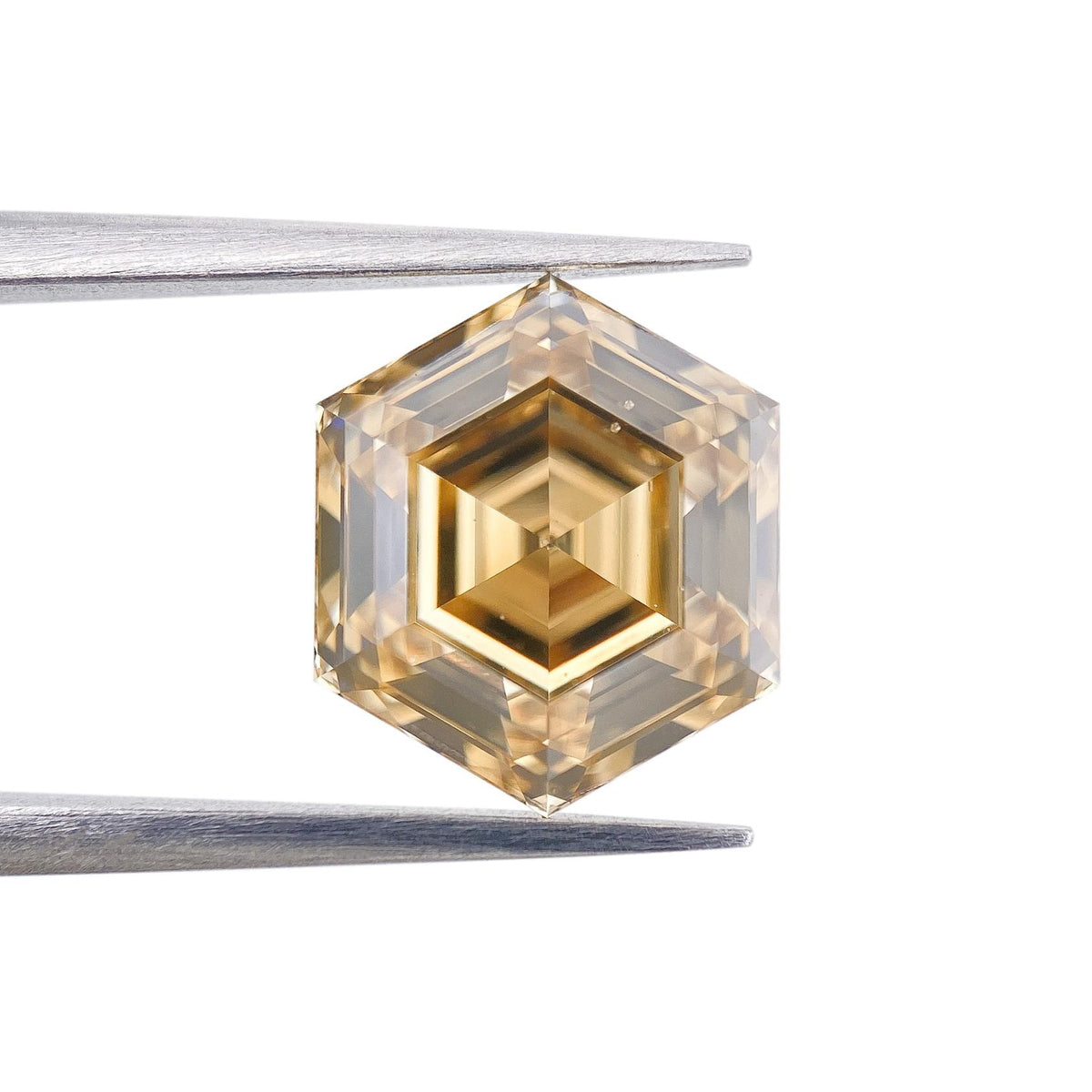 3.26ct | Champagne SI1 Hexagon Shape Step Cut Diamond (GIA) - Modern Rustic Diamond