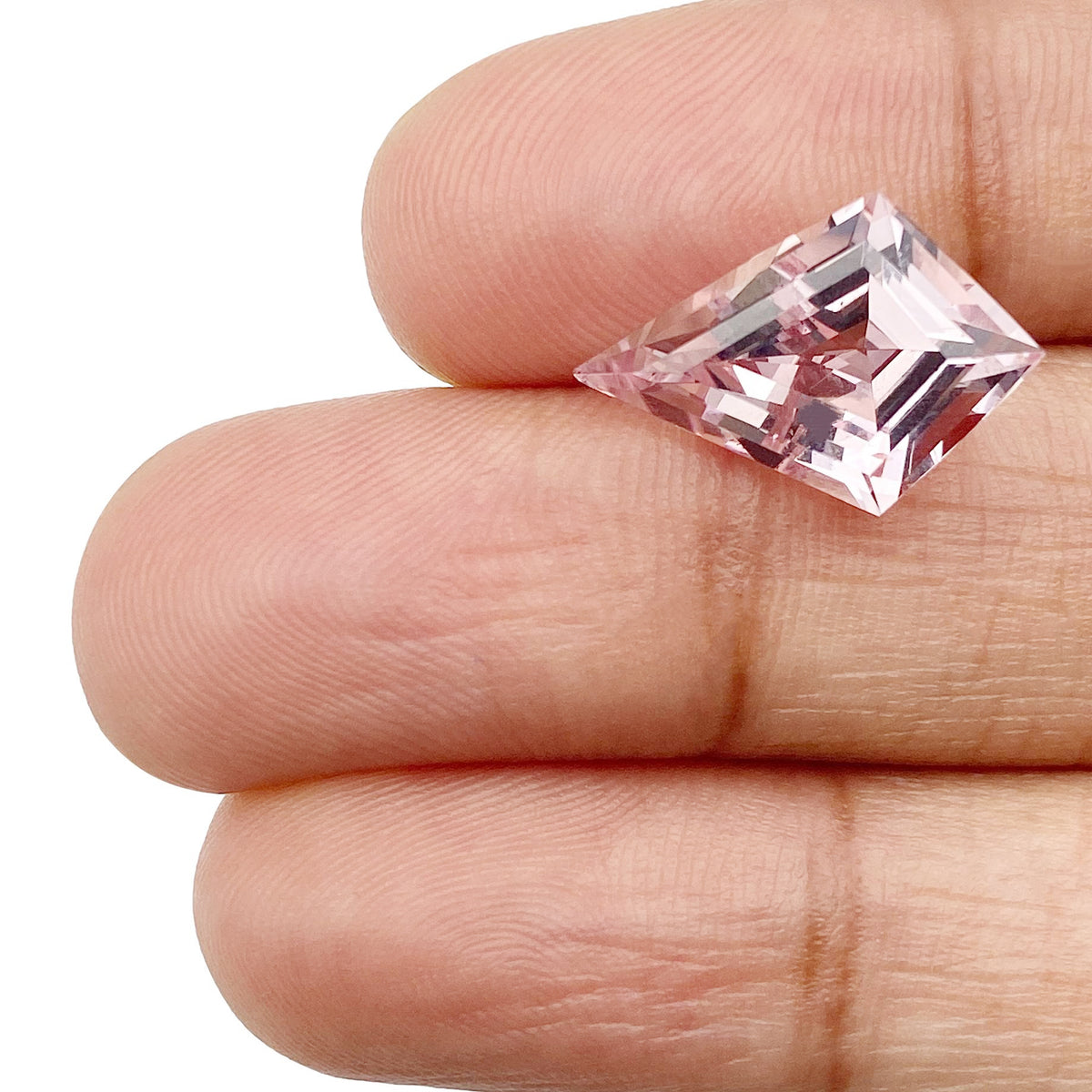 4.00ct |  Kite Shape Step Cut Morganite - Modern Rustic Diamond