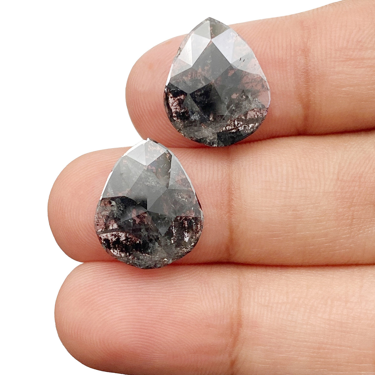 4.00cttw | Rstc  Pear Shape Rose Cut Diamond Matched Pair - Modern Rustic Diamond