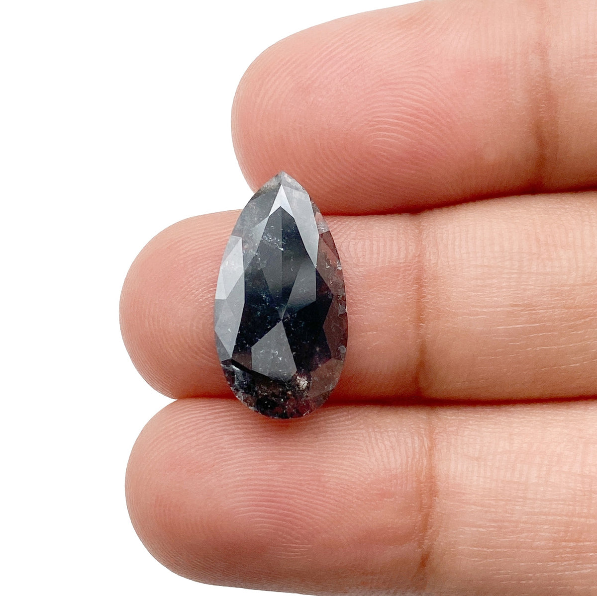 4.02ct | Salt & Pepper Pear Shape Rose Cut Diamond - Modern Rustic Diamond