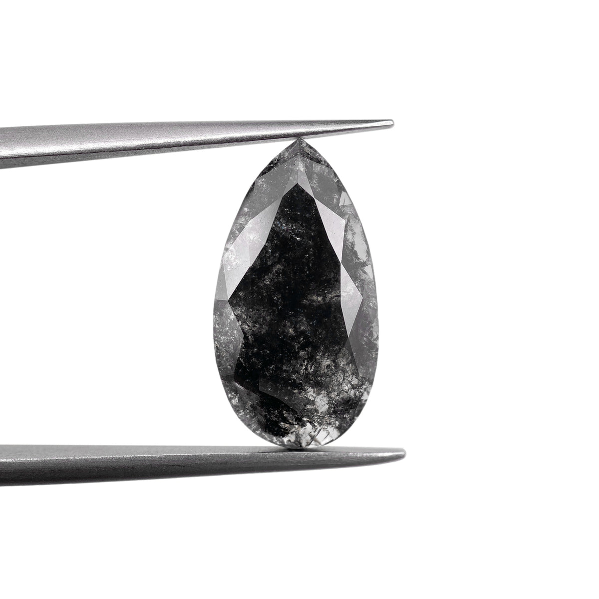 4.02ct | Salt & Pepper Pear Shape Rose Cut Diamond - Modern Rustic Diamond