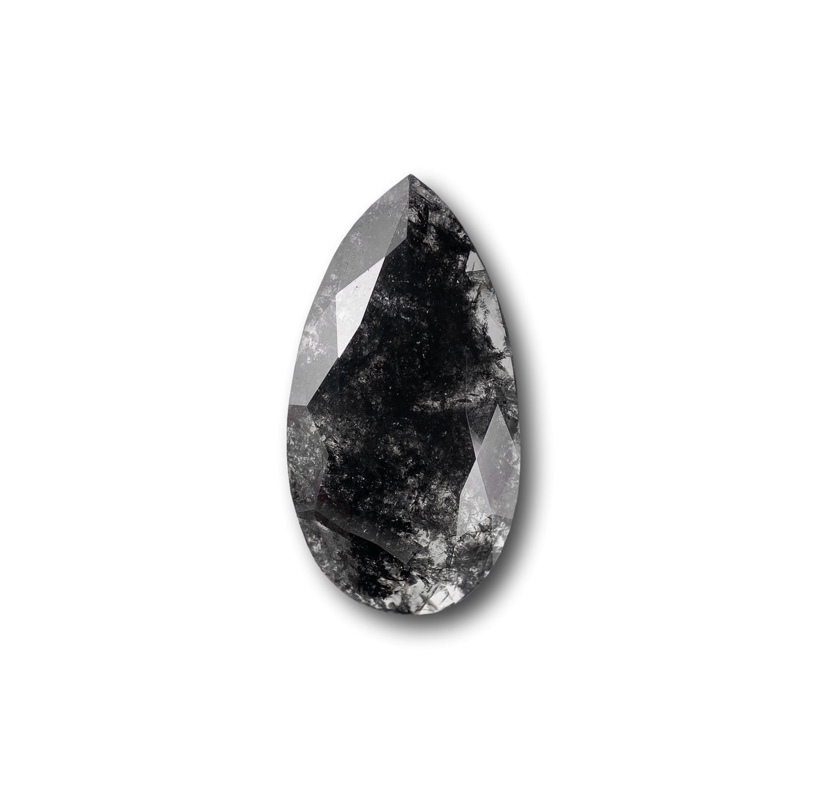 4.02ct | Salt & Pepper Pear Shape Rose Cut Diamond - Modern Rustic Diamond