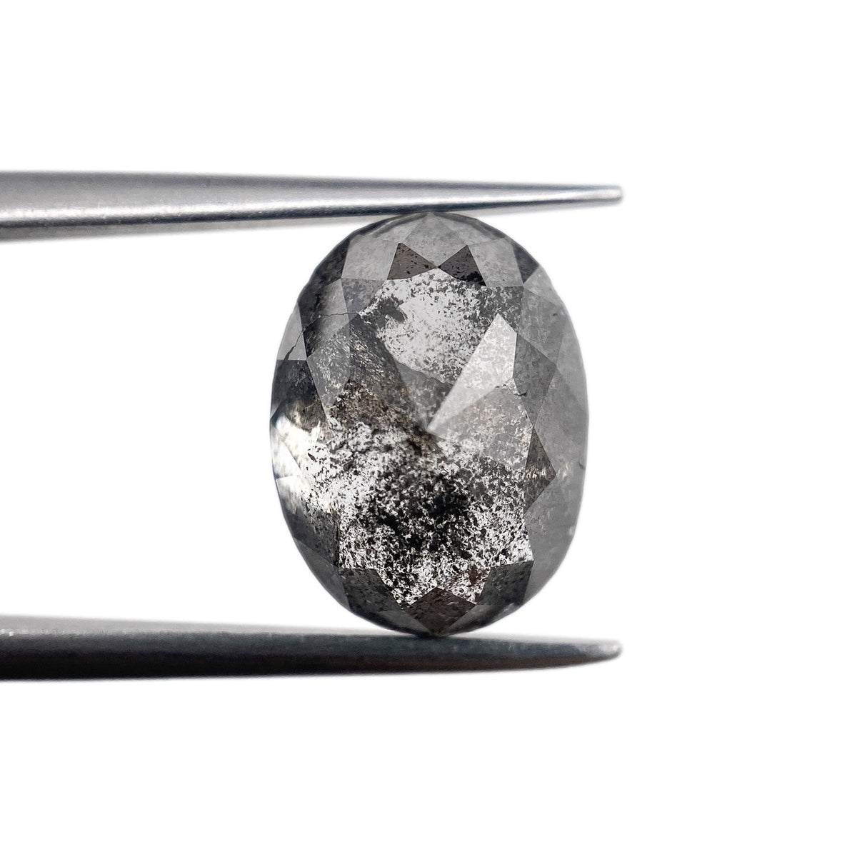 4.04ct | Salt & Pepper Oval Shape Rose Cut Diamond - Modern Rustic Diamond