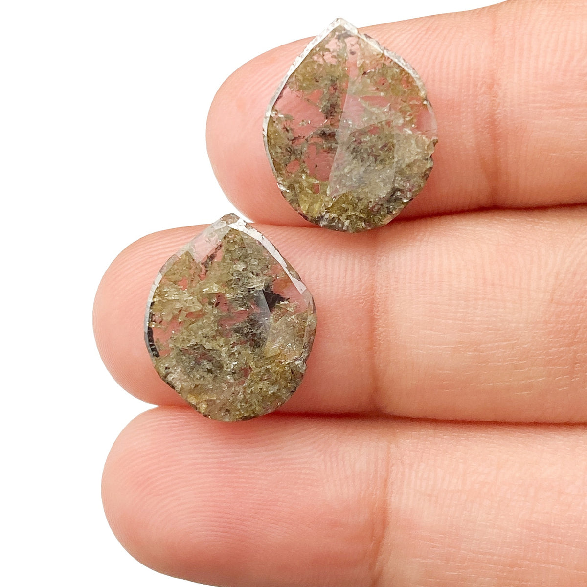 4.04cttw | Rstc  Pear Shape Rose Cut Diamond Matched Pair - Modern Rustic Diamond