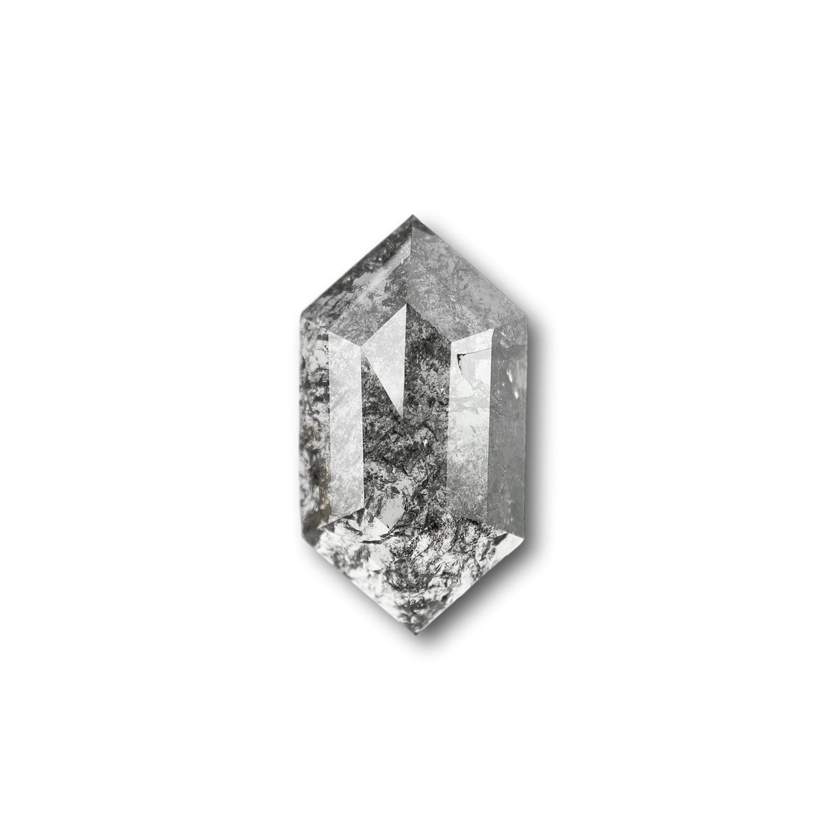 4.05ct | Salt & Pepper Hexagon Shape Rose Cut Diamond - Modern Rustic Diamond
