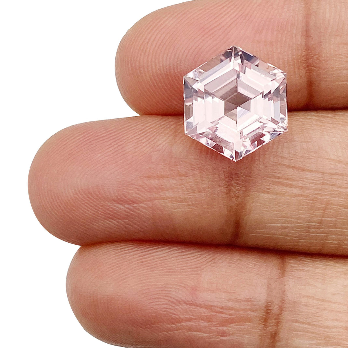 4.17ct |  Hexagon Shape Step Cut Morganite - Modern Rustic Diamond