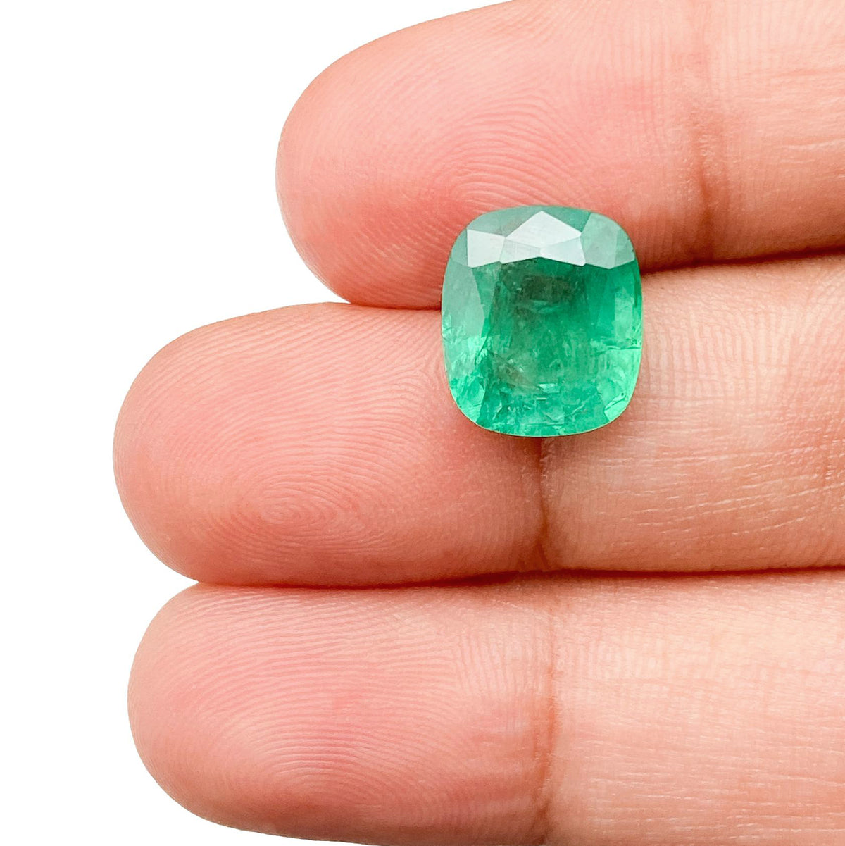 4.20ct | Brilliant Cut Cushion Shape Brazil Emerald - Modern Rustic Diamond