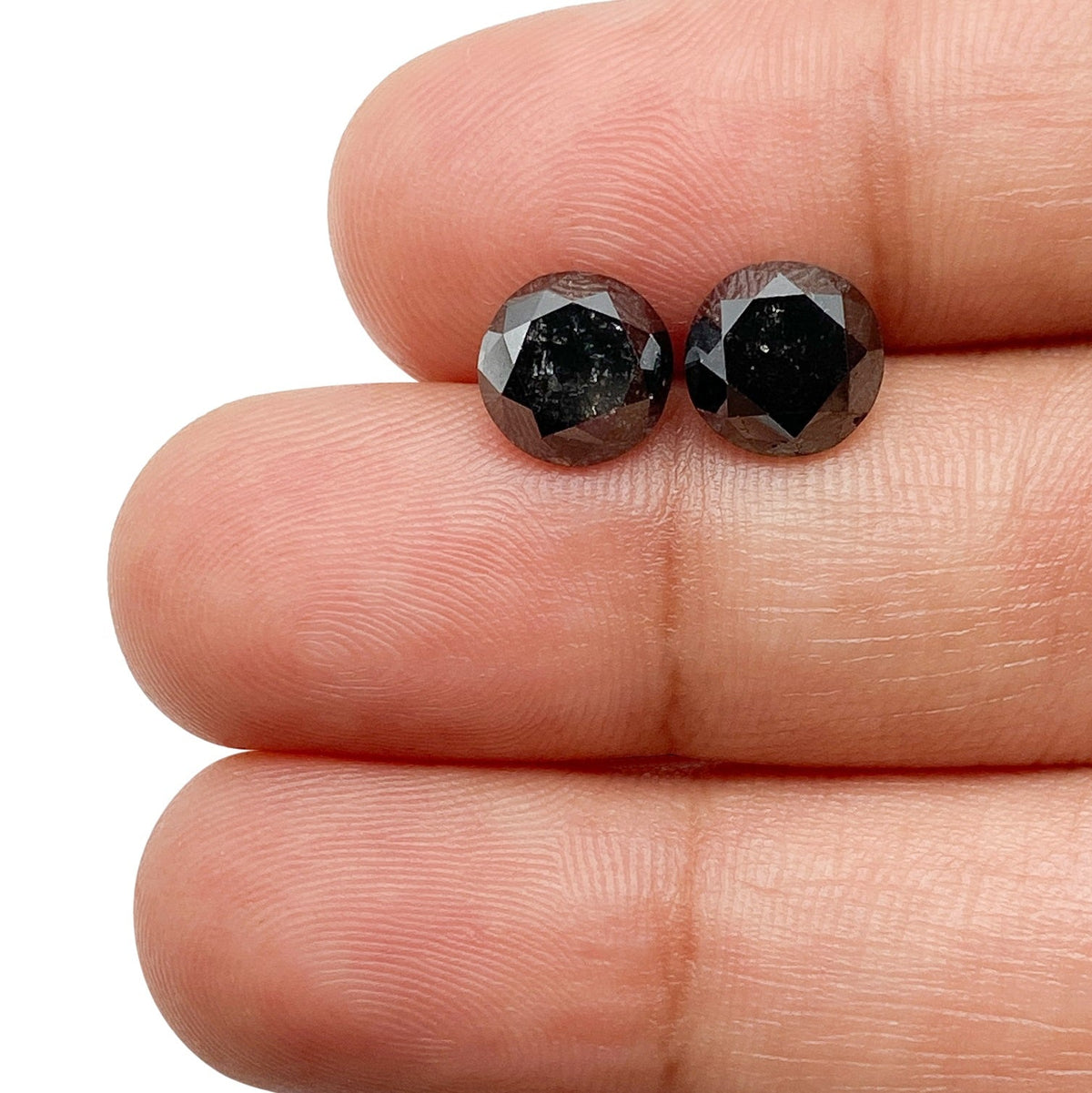 4.23cttw | Black Round Shape Brilliant Cut Diamond Matched Pair-Modern Rustic Diamond