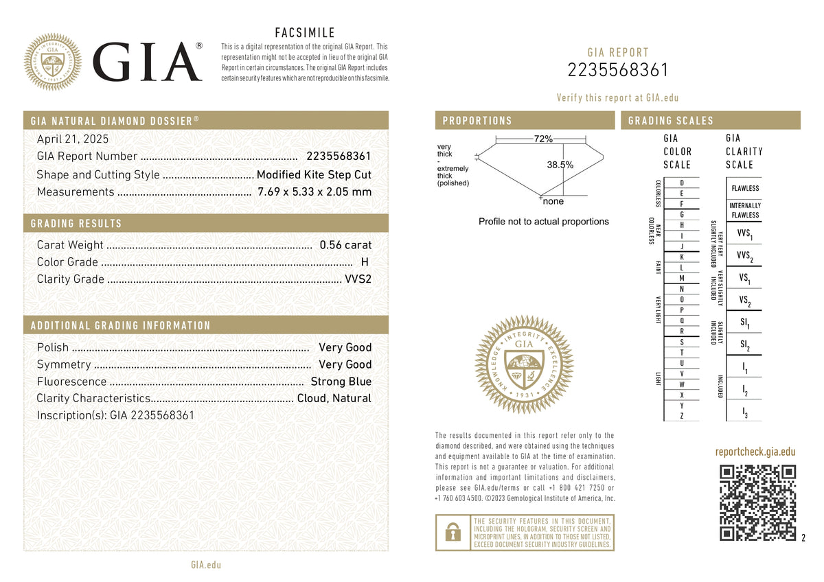 0.56ct | H/VVS2 Kite Shape Step Cut Diamond (GIA) - Modern Rustic Diamond
