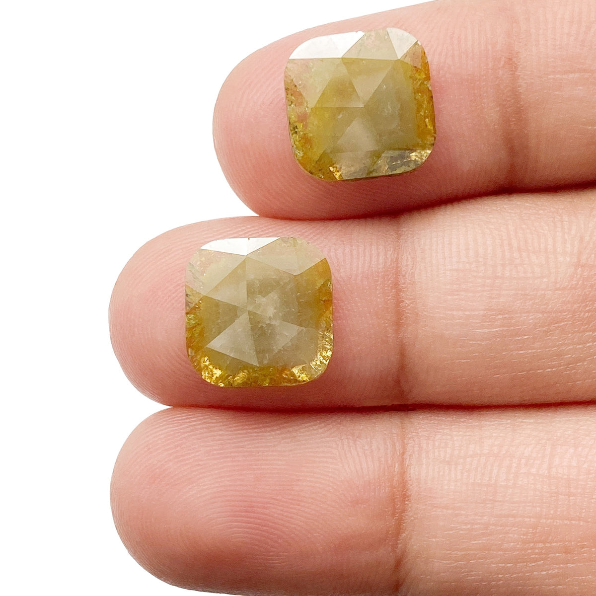 4.32cttw | Rustic  Cushion Shape Rose Cut Diamond Matched Pair - Modern Rustic Diamond