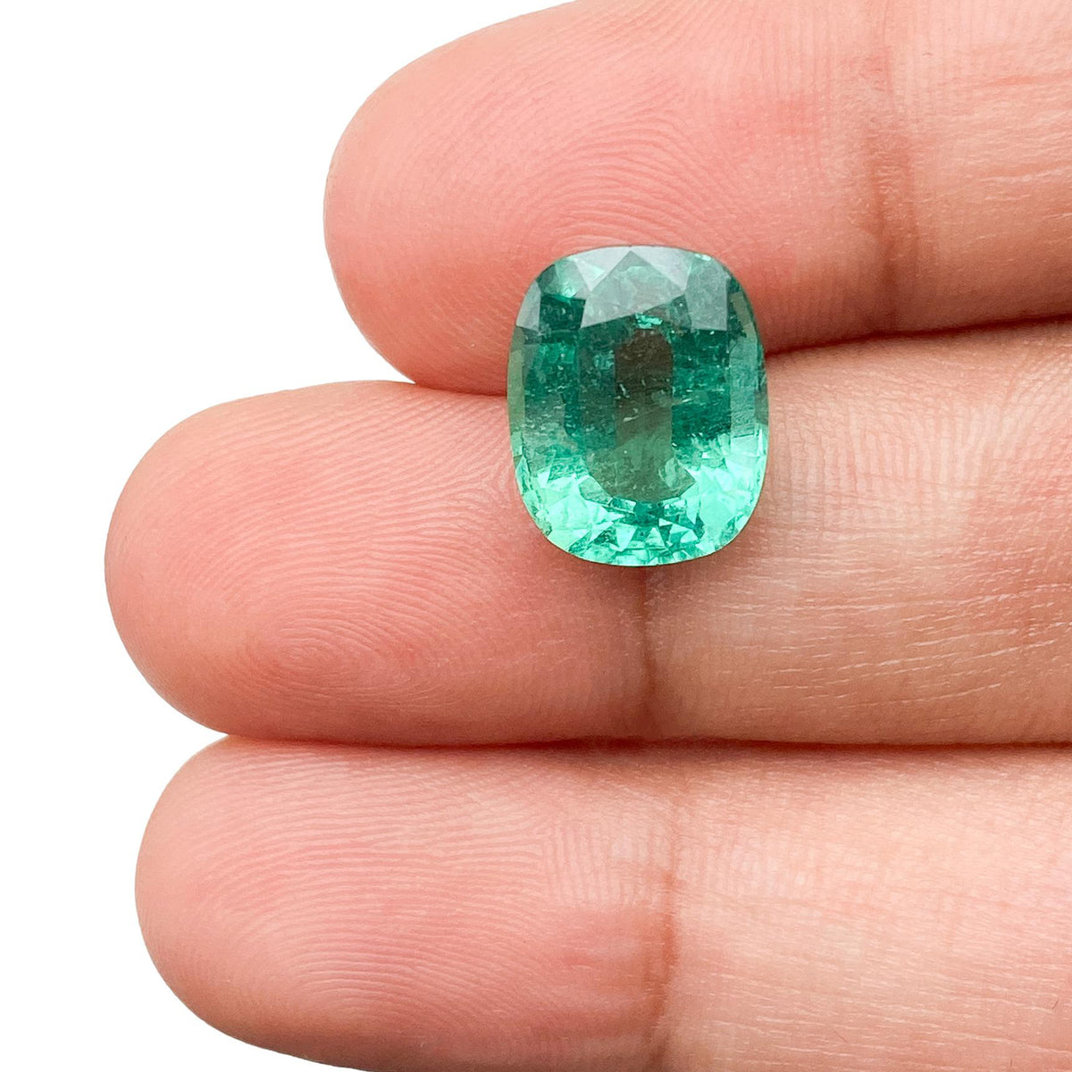 4.33ct | Brilliant Cut Cushion Shape Brazil Emerald - Modern Rustic Diamond