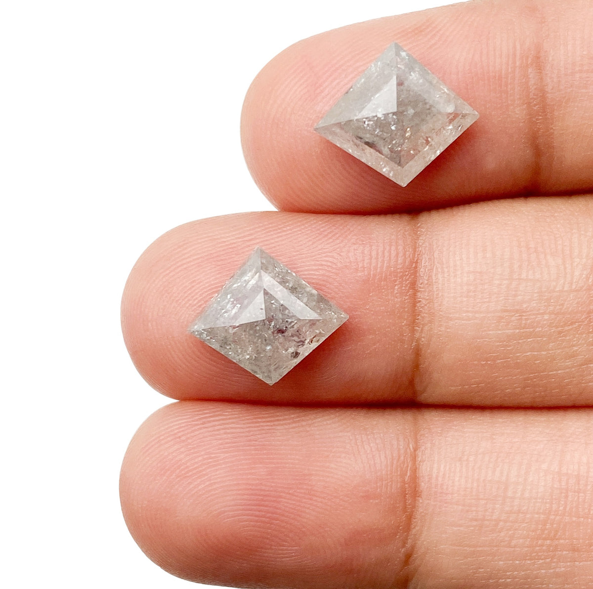 4.42cttw | Rustic Kite Shape Rose Cut Diamond Matched Pair - Modern Rustic Diamond